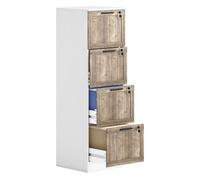 Homcom cajonera escritorio con 4 cajones, cajonera de oficina, mueble archivador, con 4 cerraduras, riel colgante para a4 y carta, 39,4x40x129 cm, blanco y marrón 40 cm