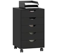HOMCOM Cajonera Escritorio con Ruedas, Cajonera Oficina con 5 Cajones, Archivador Móvil, para Estudio, Salón, 40x40x67 cm, Negro