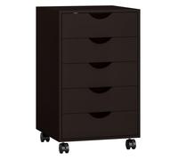 HOMCOM Cajonera Escritorio con Ruedas, 5 Cajones, 40x40x68,5 cm, Marrón | Soporte para Impresora, Cajonera Oficina, Archivador Móvil, para Estudio, Salón