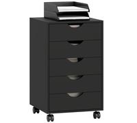 HOMCOM Cajonera Escritorio con Ruedas, Cajonera Oficina con 5 Cajones, Archivador Móvil, para Estudio, Salón, 40x40x67 cm, Negro Negro