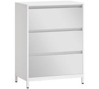 HOMCOM Cajonera Espejada Moderna con 3 Cajones, 60x35x80 cm, Blanca