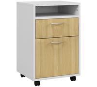 HOMCOM Cajonero Escritorio con Ruedas Mueble Archivador Móvil con Cajón y Gabinete 40x35x60 cm Natural
