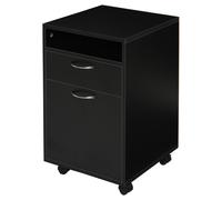 HOMCOM Cajonero Escritorio con Ruedas Negro Mueble Archivador Móvil con Cajón y Gabinete 40x35x60 cm para Oficina Aosom España