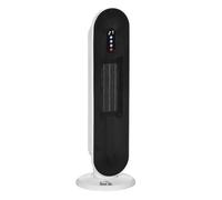 HOMCOM Calefactor Cerámico de Torre con Mando a Distancia Termostato Temporizador 24H y Sistema Antivuelco 21x21x63,5 cm Blanco y Negro Aosom España