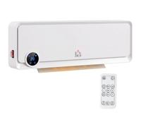 HOMCOM Calefactor de pared, 2 niveles y ventilador, 1000W/2000W, blanco | Calefactor eléctrico con temporizador, mando a distancia y oscilación, para dormitorio y despacho