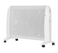 HOMCOM Calefactor Eléctrico bajo Consumo 1000W/2000W 79x27x54 cm Blanco | Radiador de Mica, 2 Niveles de Potencia, Termostato Regulable, 4 Ruedas, para Sala de 15-20 m², Silencioso