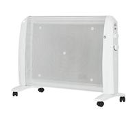 HOMCOM Calefactor Eléctrico bajo Consumo 1000W/2000W 79x27x54 cm Blanco | Radiador de Mica, 2 Niveles de Potencia, Termostato Regulable, 4 Ruedas, para Sala de 15-20 m², Silencioso