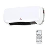 HOMCOM Calefactor Eléctrico Bajo Consumo PTC 1000W/2000W de Baño con Pantalla LED IPX2 3 Modos Temporizador Mando Blanco Aosom España