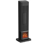 HOMCOM Calefactor Eléctrico Cerámico PTC 2000W con 4 Modos Llama Dinámica Mando Oscilación 70° Protección Sobrecalentamiento