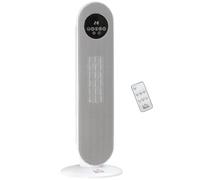 Homcom calefactor eléctrico cerámico ptc, 2000w, con control remoto, 15-40 °c, oscilación de 45°, temporizador 12h, protección contra vuelcos y sobrecalentamiento para 15-20 ㎡, blanco