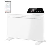 HOMCOM Calefactor Eléctrico Inteligente 1500W de Pared o Independiente Wifi | Compatible con Alexa y Google Home, 4 Modos, Termostato, Temporizador, Mando, Pantalla LED, Modo Ventana Abierta y Antihielo