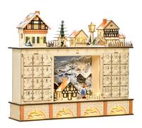 HOMCOM Calendario de Adviento para Llenar Calendario de Adviento de Madera con Luces y 24 Cajones 44x10x37 cm Natural Aosom España