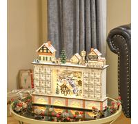 HOMCOM Calendario de Adviento para Llenar con 24 Cajones 44x10x37 cm Natural Natural Wood 44x10x37 cm