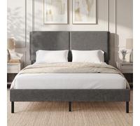 HOMCOM Cama 140x190cm con cabecero Ajustable y Base de Listones, Gris