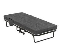 HOMCOM Cama de invitados plegable con ruedas, colchón de 10 cm, funda, cuna de viaje con bolsillo lateral gris oscuro 190 x 80 x 42 cm Gray