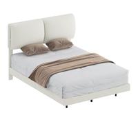 HOMCOM Cama Doble de 135x190 cm Cabecero Acolchado Estilo Moderno Beige