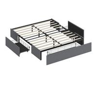 HOMCOM Cama King Size 165 cm, Tapizada en Tejido, Lamas, 3 Cajones, Silenciosa, Gris Aosom España