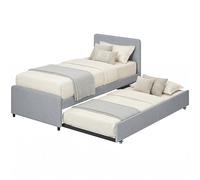 HOMCOM Cama Nido Individual 90x190 cm con Cabecero y Piecero Gris Claro