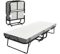 HOMCOM Cama Plegable 200x75x42,5 cm de Camping Portátil Colchón Individual Ruedas y Frenos Carga 150 kg para Dormitorio Salón Blanco Aosom España