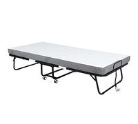 HOMCOM Cama Plegable 200x90 cm con 4 Ruedas, Cama de Camping Portátil, con Colchón Individual de 10 cm, Marco de Acero, Carga 150 kg, para Dormitorio, Salón, Oficina, Blanco
