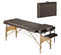 HOMCOM Camilla Masaje Plegable de Madera de 3 Zonas con Altura Respaldo Reposacabezas Ajustables Brazos 215x60x64-89 cm Negro