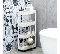 HOMCOM Carrito Auxiliar con 4 Cestas y 4 Ganchos Extraíbles 40x19x90 cm Blanco