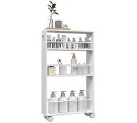 HOMCOM Carrito Auxiliar con Ruedas Carrito de Cocina Delgado de 3 Niveles con Barandillas Laterales y Asas para Comedor Sala Baño 45x15x80 cm Blanco