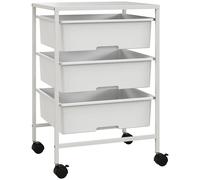 HOMCOM Carrito Auxiliar con Ruedas con 3 Cestas 40,8x33,5x60,5 cm Blanco
