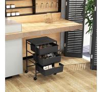 HOMCOM Carrito Auxiliar con Ruedas con 3 Cestas 40,8x33,5x60,5 cm Negro