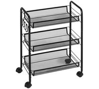 HOMCOM Carrito Auxiliar con Ruedas con 3 Cestas 45x26,5x63 cm Negro Negro