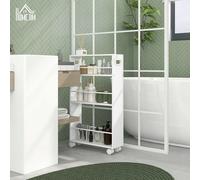 HOMCOM Carrito Auxiliar con Ruedas con Barandillas Laterales 45x15x80 cm Blanco White