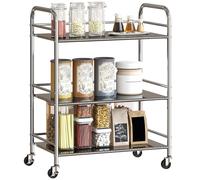 HOMCOM Carrito Auxiliar con Ruedas de Acero Inoxidable 60x35x77 cm Plata