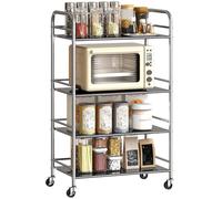 HOMCOM Carrito Auxiliar con Ruedas Acero Inoxidable 60x35x100 cm Plata