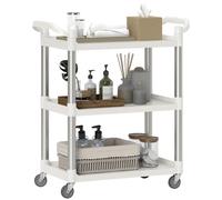 HOMCOM Carrito Auxiliar con Ruedas de Aluminio 88x44x93 cm Blanco