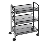 HOMCOM Carrito Auxiliar con Ruedas con 3 Cestas 45x26,5x63 cm Negro Negro
