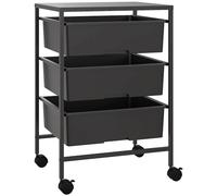 HOMCOM Carrito Auxiliar con Ruedas con 3 Cestas 40,8x33,5x60,5 cm Negro