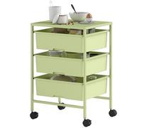 HOMCOM Carrito de Almacenamiento de 4 Niveles, Carrito de Cocina con Ruedas, 3 Cestas, Tablero y Marco de Acero, para Salón, Baño, Oficina, 40,8x33,5x60,5 cm, Verde verde