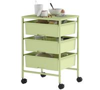 HOMCOM Carrito de Almacenamiento de 4 Niveles, Carrito de Cocina con Ruedas, 3 Cestas, Tablero y Marco de Acero, para Salón, Baño, Oficina, 40,8x33,5x60,5 cm, Verde verde