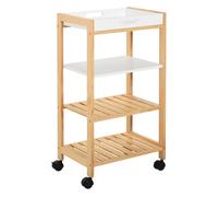 HOMCOM Carrito de Cocina de 4 Niveles con Bandeja Extraíble 40x30x76 cm Blanco