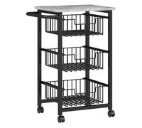 Homcom carrito de cocina, carrito verdulero para cocina con ruedas, 3 cestas deslizables y marco de acero, carrito auxiliar para comedor, 49,5x31x69 cm, gris claro