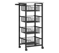 HOMCOM Carrito de Cocina, Carrito Verdulero para Cocina con Ruedas, 4 Cestas Deslizables y Marco de Acero, Carrito Auxiliar para Comedor, 49,5x31x91 cm, Gris Claro