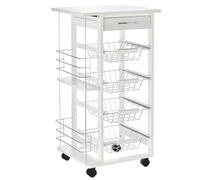 HOMCOM Carrito de Cocina Carro Multiusos de 5 Niveles con Cajón Bastidores Laterales Cestas Extraíbles de Metal 4 Ruedas 47x37x83 cm White 47x37x83cm