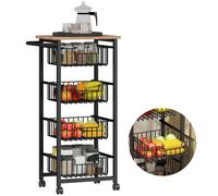 HOMCOM Carrito de Cocina con 4 Cestas Deslizables 49,5x31x91 cm Roble Roble