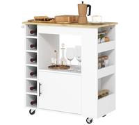 HOMCOM Carrito de cocina con 6 portabotellas y armario 83x40x83cm Roble