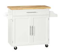 HOMCOM Carrito de Cocina con Armario Estante Ajustable Cajón Barra y Especiero BLANCO