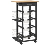 HOMCOM Carrito de Cocina con Ruedas Carrito Multiusos con Cajón 4 Cestas Extraíbles de Metal y Bastidores 47x37x83 cm Negro Aosom España