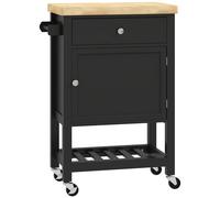 HOMCOM Carrito de cocina con ruedas, carro de servicio, encimera de madera de hévea, cajón, 63,5 x 40 x 90 cm, negro Aosom España