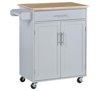 HOMCOM Carrito de cocina con ruedas de servicio Isla de cocina con cajón de armario y portapaños - Gris Aosom España