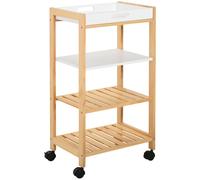 HOMCOM Carrito de Cocina de 4 Niveles con Bandeja Extraíble 40x30x76 cm Blanco