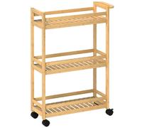 HOMCOM Carrito de Cocina Estrecho de 3 Niveles con Ruedas Asa para Salón Baño Espacios Pequeños 55x20x75 cm Natural